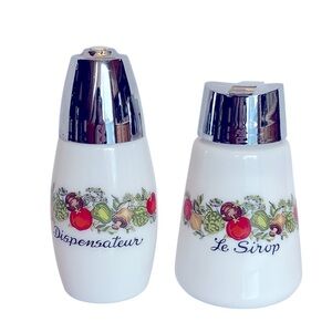 Vintage White & Silver Serveware Dispensateur and Le Sirup/Pot a Crème by Gemco.